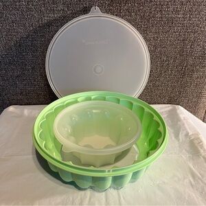 Vintage Tupperware Jello Mold 3 Piece Set Mint Green‎ Color